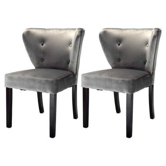 Costway Set Of 2 Blue Accent Dining Chairs Velvet Fabric Armless Contemporary Home Furniture
