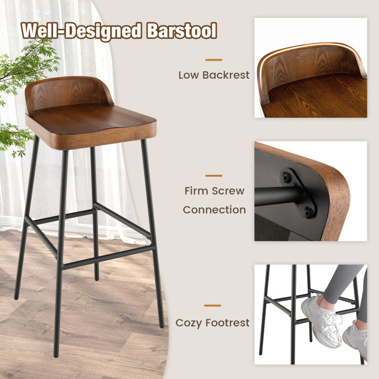 Costway Set of 1/2 29 Inch Industrial Bar Stools with Low Back and 