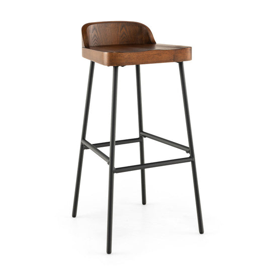 Costway Set of 1/2 29 Inch Industrial Bar Stools with Low Back and Footrests