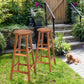 Costway Set of 2 30" Acacia Wood Barstools with Round Seat and Square Leg