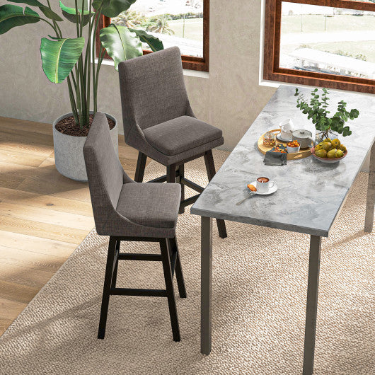 Costway Set of 2 360° Swivel Bar Stool with Rubber Wood Legs Footrest