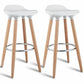 Costway Set of 2 ABS Bar Stools with Wooden Legs