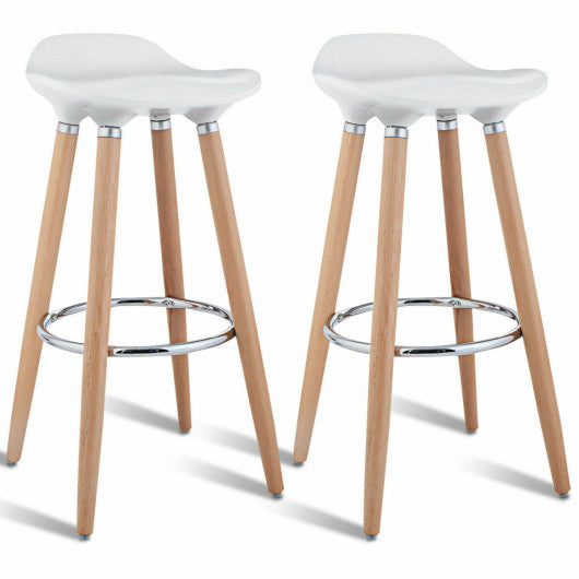Costway Set of 2 ABS Bar Stools with Wooden Legs