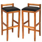 Costway Set of 2 Acacia Solid Wood Counter Height Bar Stool with Cushioned Seat