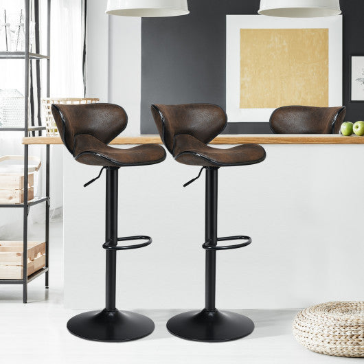 Costway Set of 2 Adjustable Bar Stools Swivel Bar Chairs Pub Kitchen