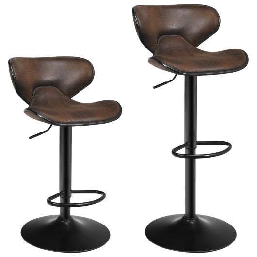 Costway Set of 2 Adjustable Bar Stools Swivel Bar Chairs Pub Kitchen
