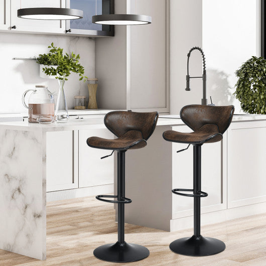 Costway Set of 2 Adjustable Bar Stools Swivel Bar Chairs Pub Kitchen