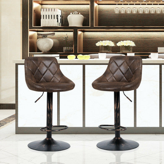Costway Set of 2 Adjustable Bar Stools with Backrest and Footrest