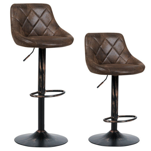 Costway Set of 2 Adjustable Bar Stools with Backrest and Footrest