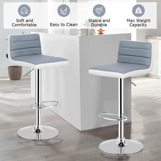 Costway Set of 2 Adjustable Heights Barstool with PU Leather