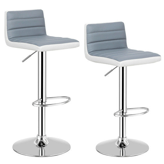 Costway Set of 2 Adjustable Heights Barstool with PU Leather