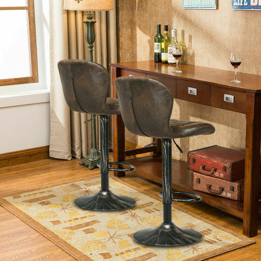 Costway Set of 2 Adjustable Swivel Bar Stools with Hot-Stamping Cloth