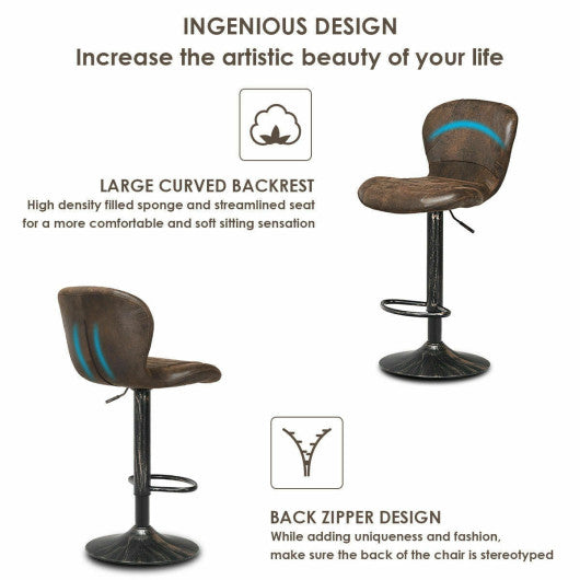 Costway Set of 2 Adjustable Swivel Bar Stools with Hot-Stamping Cloth