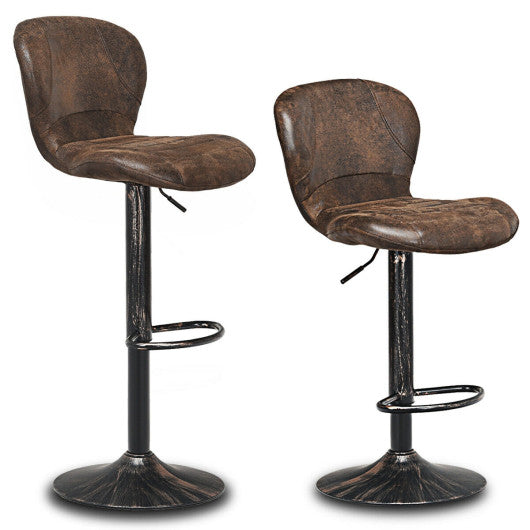 Costway Set of 2 Adjustable Swivel Bar Stools with Hot-Stamping Cloth
