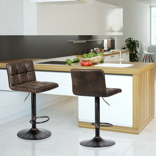 Costway Set of 2 Adjustable Swivel Counter Chairs with Footrest and Back Base