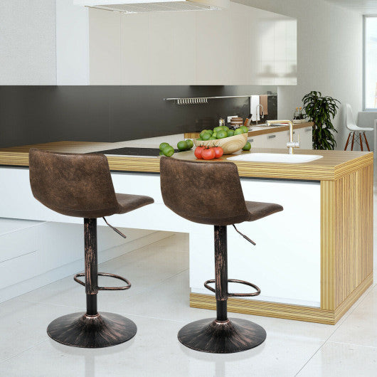 Costway Set of 2 Adjustable Swivel Fabric Bar Stools