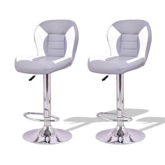 Costway Set of 2 Adjustable Swivel PU Leather Bar Stool