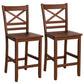 Costway Set of 2 Bar Stools 24" Counter Height Chairs with Rubber Wood Legs