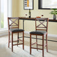 Costway Set of 2 Bar Stools 25" Counter Height Chairs with PU Leather Seat