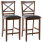 Costway Set of 2 Bar Stools 25" Counter Height Chairs with PU Leather Seat