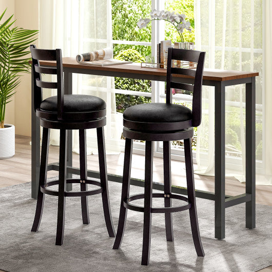 Costway Set of 2 Bar Stools Swivel Bar Height Chairs with PU Upholstered Seats Kitchen