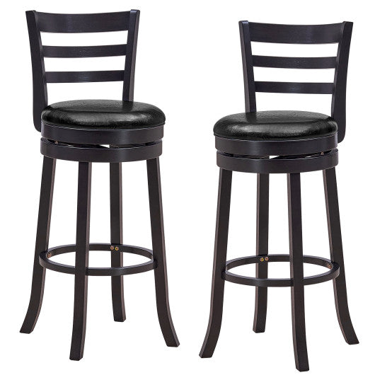 Costway Set of 2 Bar Stools Swivel Bar Height Chairs with PU Upholstered Seats Kitchen