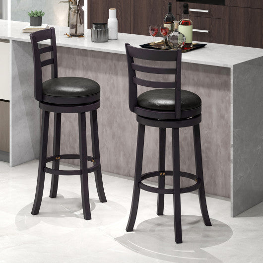 Costway Set of 2 Bar Stools Swivel Bar Height Chairs with PU Upholstered Seats Kitchen