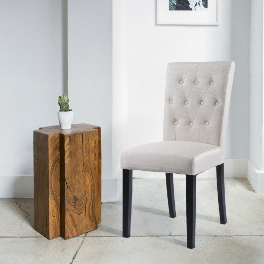 Costway Set of 2 Beige Fabric Dining Chair Armless Chair Home Kitchen Living Room Furniture