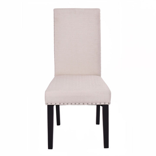 Costway Set of 2 Beige Fabric Upholstered Armless Dining Chairs