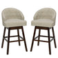 Costway Set of 2 Beige Swivel Bar Stools with Rubber Wood Legs and Padded Back