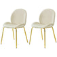Costway Set of 2 Beige Velvet Accent Chairs with Gold Metal Legs