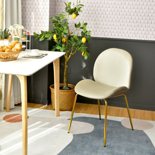 Costway Set of 2 Beige Velvet Accent Chairs with Gold Metal Legs