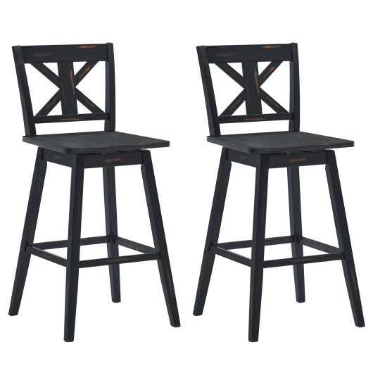 Costway Set of 2 Black 360-Degree Swivel Bar Stools for Home Restaurant