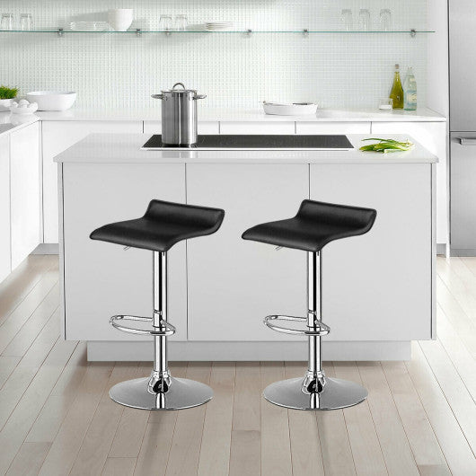 Costway Set of 2 Black Adjustable PU Leather Backless Bar Stools