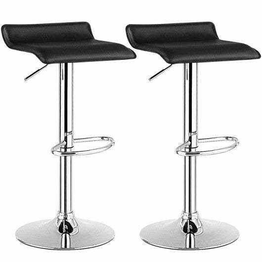 Costway Set of 2 Black Adjustable PU Leather Backless Bar Stools