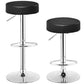 Costway Set of 2 Black Adjustable Round PU Leather Swivel Barstool with Chrome Footrest