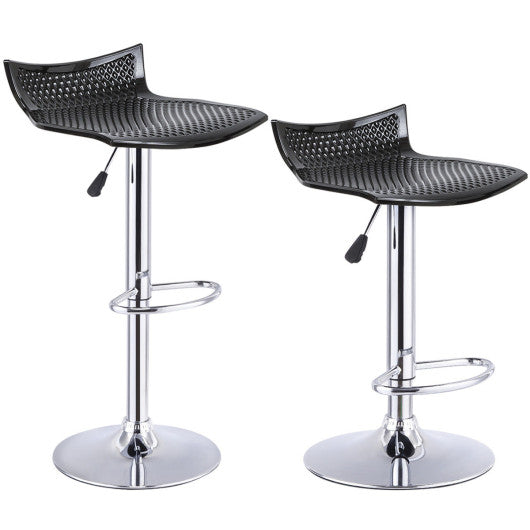 Costway Set of 2 Black Adjustable Swivel Bar Stools ABS Seat
