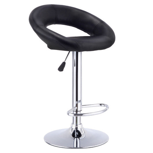 Costway Set of 2 Black Adjustable Swivel PU Bar Stools