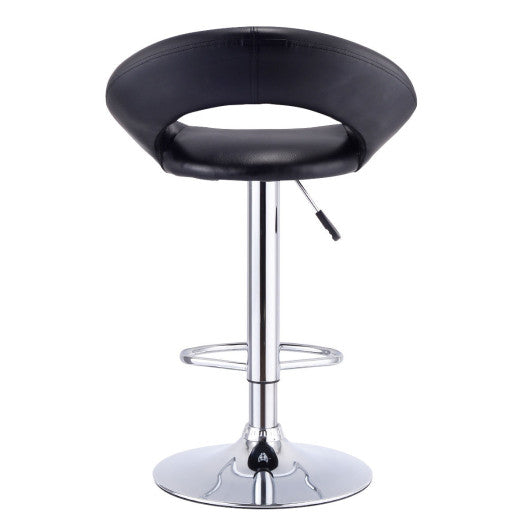 Costway Set of 2 Black Adjustable Swivel PU Bar Stools