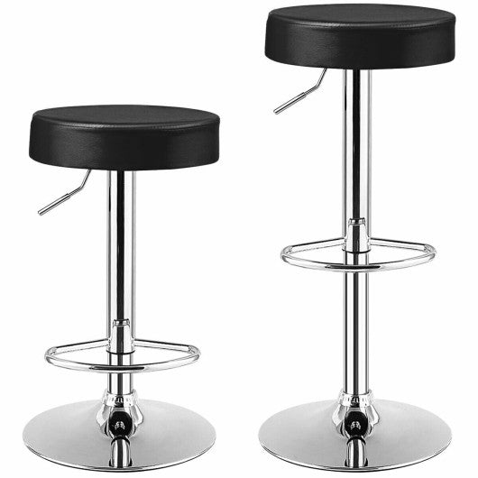 Costway Set of 2 Black Adjustable Swivel Round Bar Stool Pub Chairs