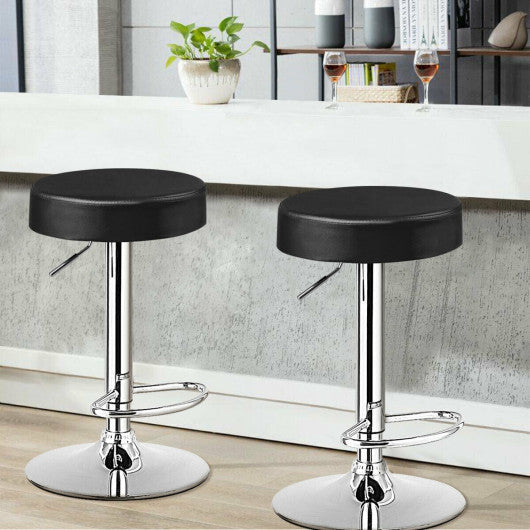 Costway Set of 2 Black Adjustable Swivel Round Bar Stool Pub Chairs