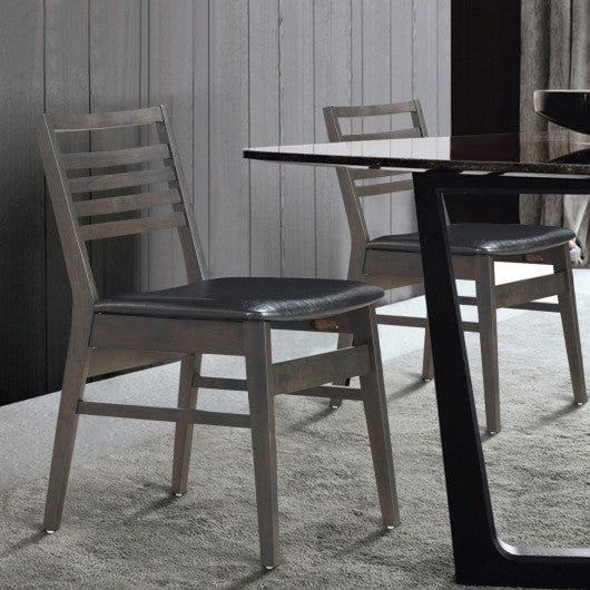 Costway Set of 2 Black Armless PU Leather Dining Side Chairs