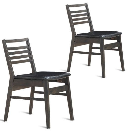 Costway Set of 2 Black Armless PU Leather Dining Side Chairs