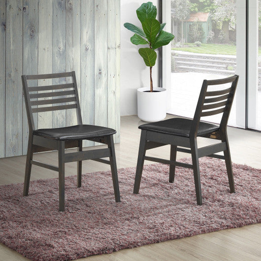 Costway Set of 2 Black Armless PU Leather Dining Side Chairs