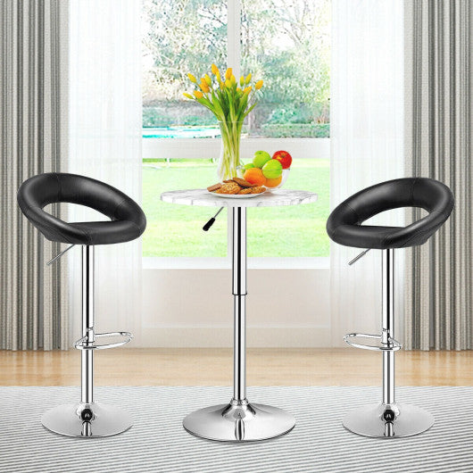 Costway Set of 2 Black Bar Stools Adjustable PU Leather Swivel Chairs