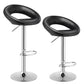 Costway Set of 2 Black Bar Stools Adjustable PU Leather Swivel Chairs