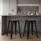 Costway Set of 2 Black Counter Height Backless Stool with Wooden Seat