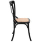 Costway Set of 2 Black Cross Back Solid Wood Rattan Seat Dining Chair