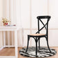 Costway Set of 2 Black Cross Back Solid Wood Rattan Seat Dining Chair