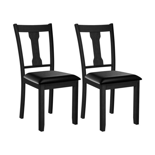 Costway Set of 2 Black Dining Room Chair with Rubber Wood Frame and Upholstered Padded Seat